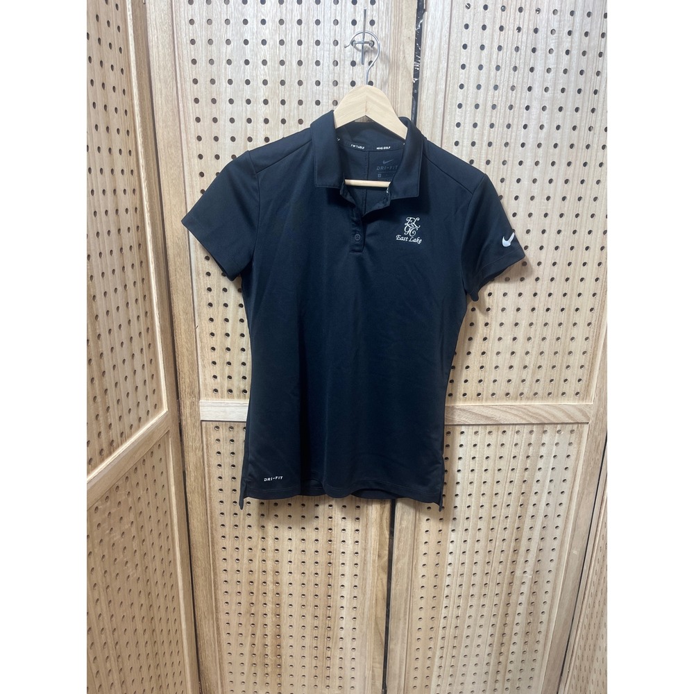 Nike Golf Womens Black Dri-FIT Short Sleeve Polo Shirt East Lake Logo Size S